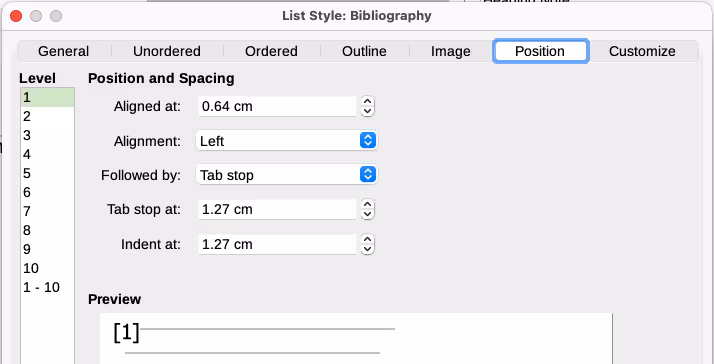 Setting the spacing between the margin and the text