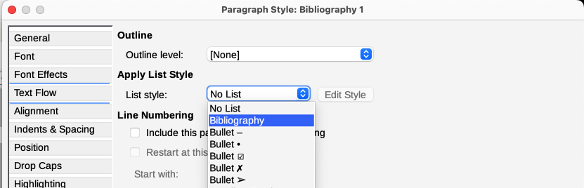 Applying a list style to a paragraph style