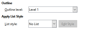 Assign the style to Outline level 1