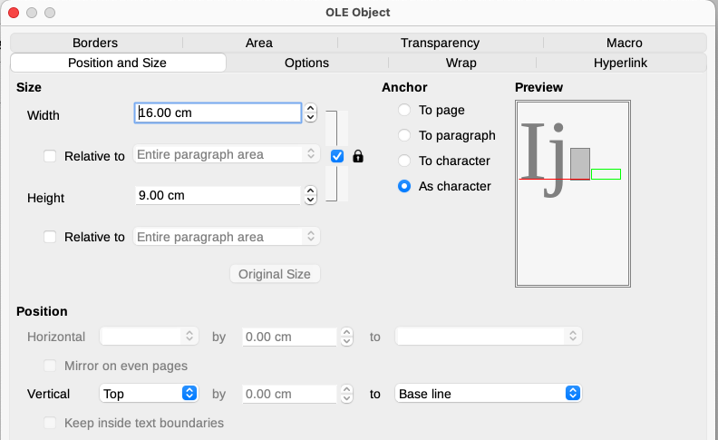 OLE Object dialog