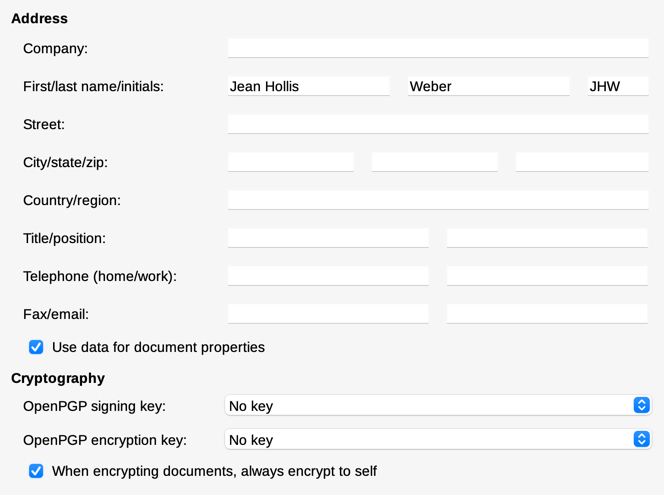 User Data page