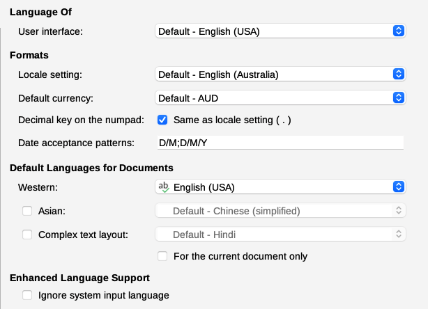 Choosing language options