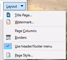 Layout tab menu