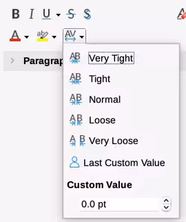Changing character spacing