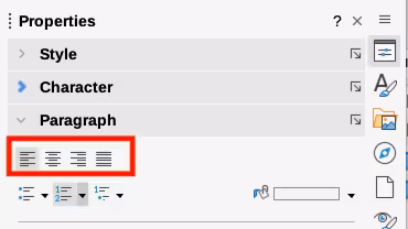 Alignment icons in Properties deck of Sidebar