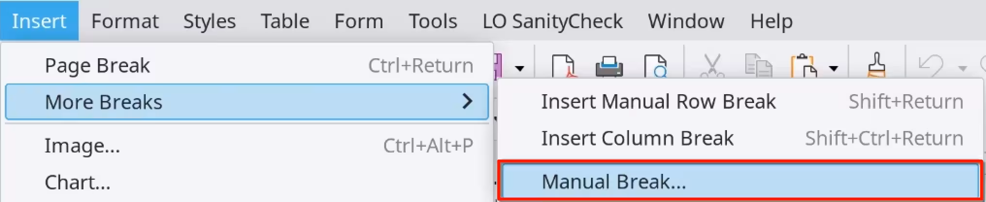 Inserting a Manual Break