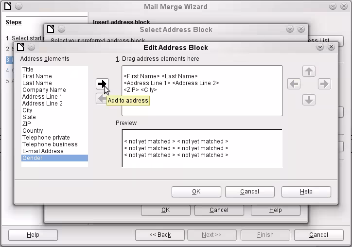 Edit Address Block dialog