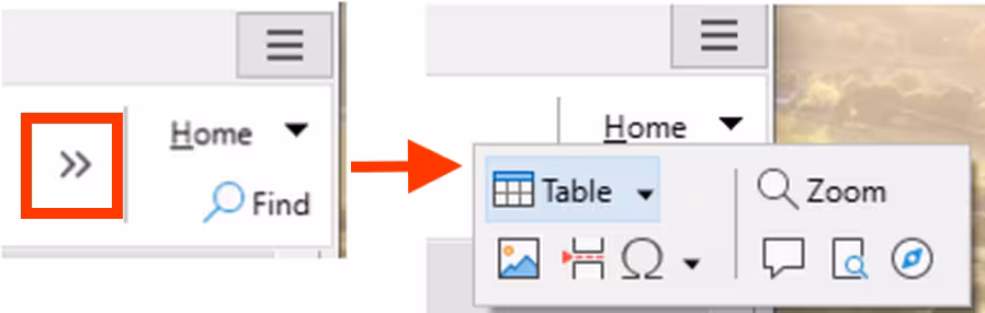 Displaying more commands on a tab