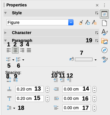 Style and Paragraph panels of the Properties deck in the Sidebar