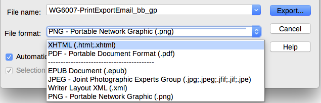Export file formats