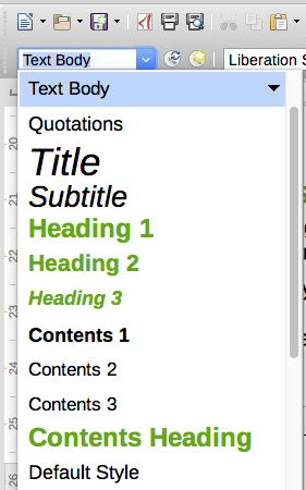 The Set Paragraph Style list on the Formatting bar