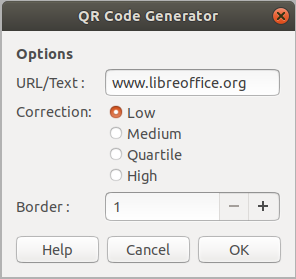QR Code Generator dialog