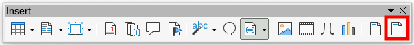Insert Index Entry icon on Insert toolbar