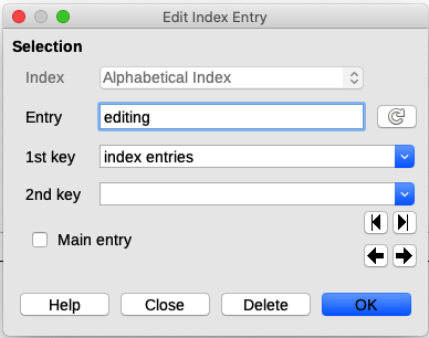 Viewing and editing index entries
