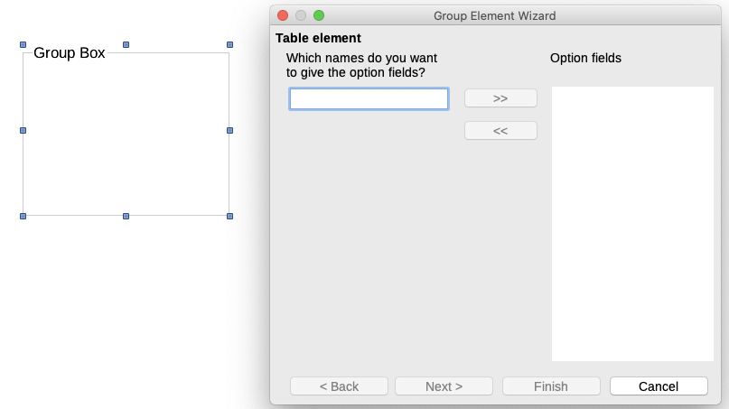 Inserting a Group Box using the Group Element Wizard
