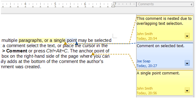 Comments in LibreOffice Writer