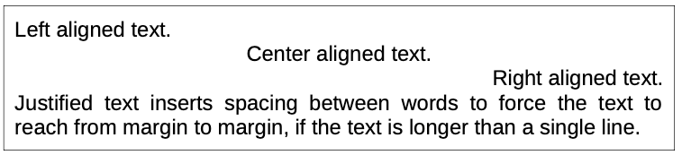 Text alignment options