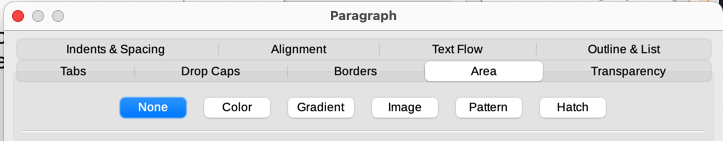 Types of fill for paragraph backgrounds