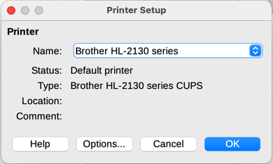 Printer Setup dialog