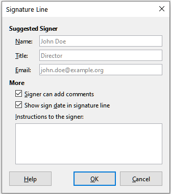 Creating a signature line for a document