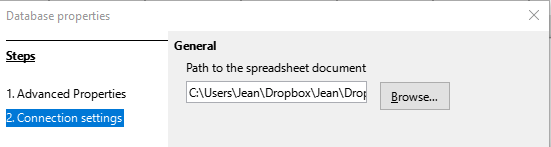 Selecting the spreadsheet document