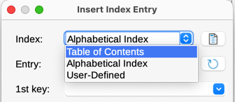 Insert TOC index entry