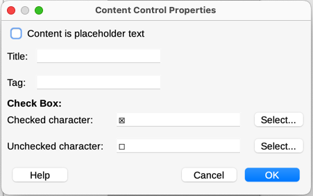 Content Control Properties dialog