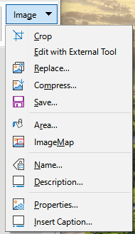 Image tab menu