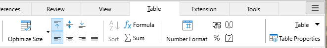 Tabbed Interface – Table tab, right end