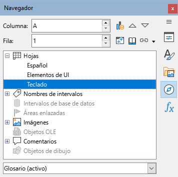 El navegador en Calc