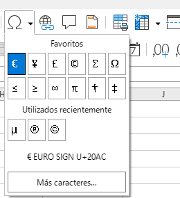 Special Character dialog