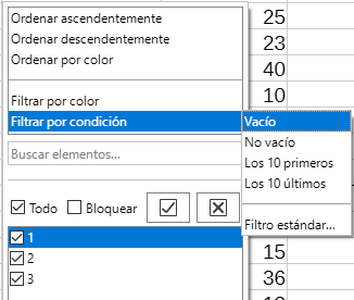 Filtering by condition