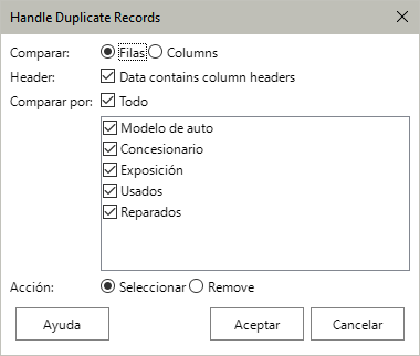Handing Duplicates Records dialog.