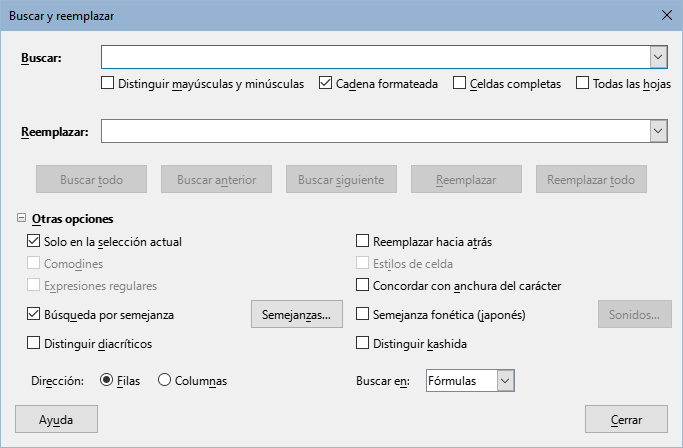 Diálogo Buscar y reemplazar
