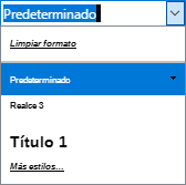 Lista desplegable Aplicar estilo