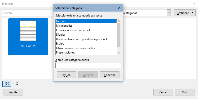 Mover una plantilla de una categoría a otra