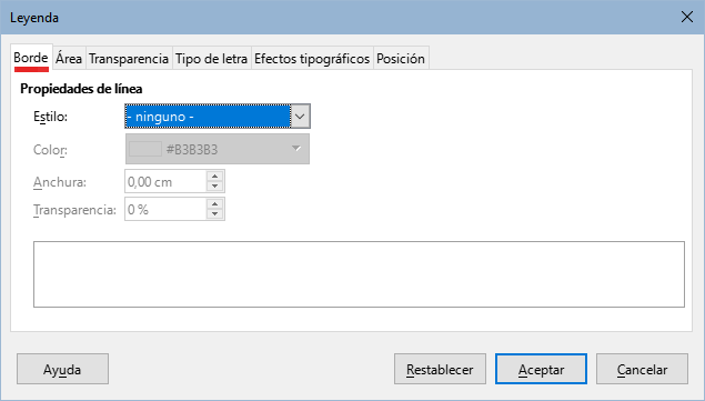 Diálogo Leyenda con opciones más completas