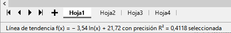 Ecuación de línea de tendencia en la Barra de estado
