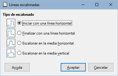 Diálogo Líneas escalonadas