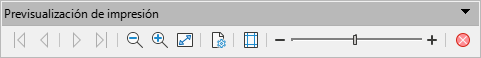 Barra de herramientas Previsualización de impresión (Calc)