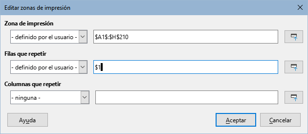 Diálogo de edición de zonas de impresión