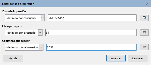 Repetir la impresión de filas o columnas