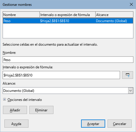 Diálogo Gestionar nombres