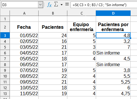Solución al problema de la división por cero