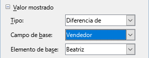 Opciones para el campo y el elemento de base