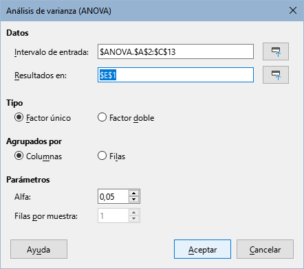 Diálogo Análisis de varianza (ANOVA)