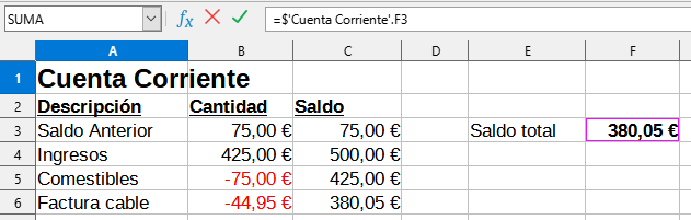 Celda referenciada seleccionada