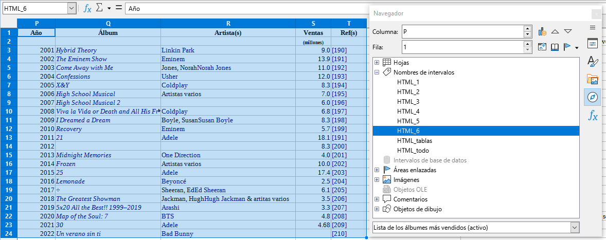 Uso del navegador para encontrar un intervalo enlazado