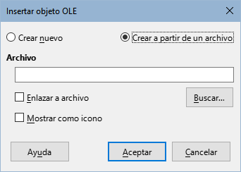 Insertar objeto OLE a partir de un archivo.