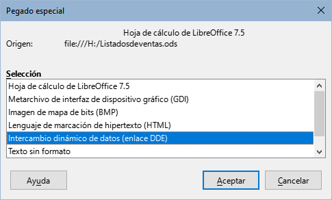 Diálogo Pegado especial en Writer